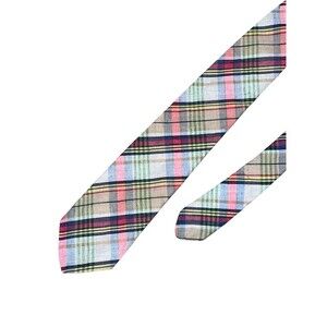 BROOKS BROTHERS Plaid Tie 100% Cotton Vintage Tartan Necktie USA